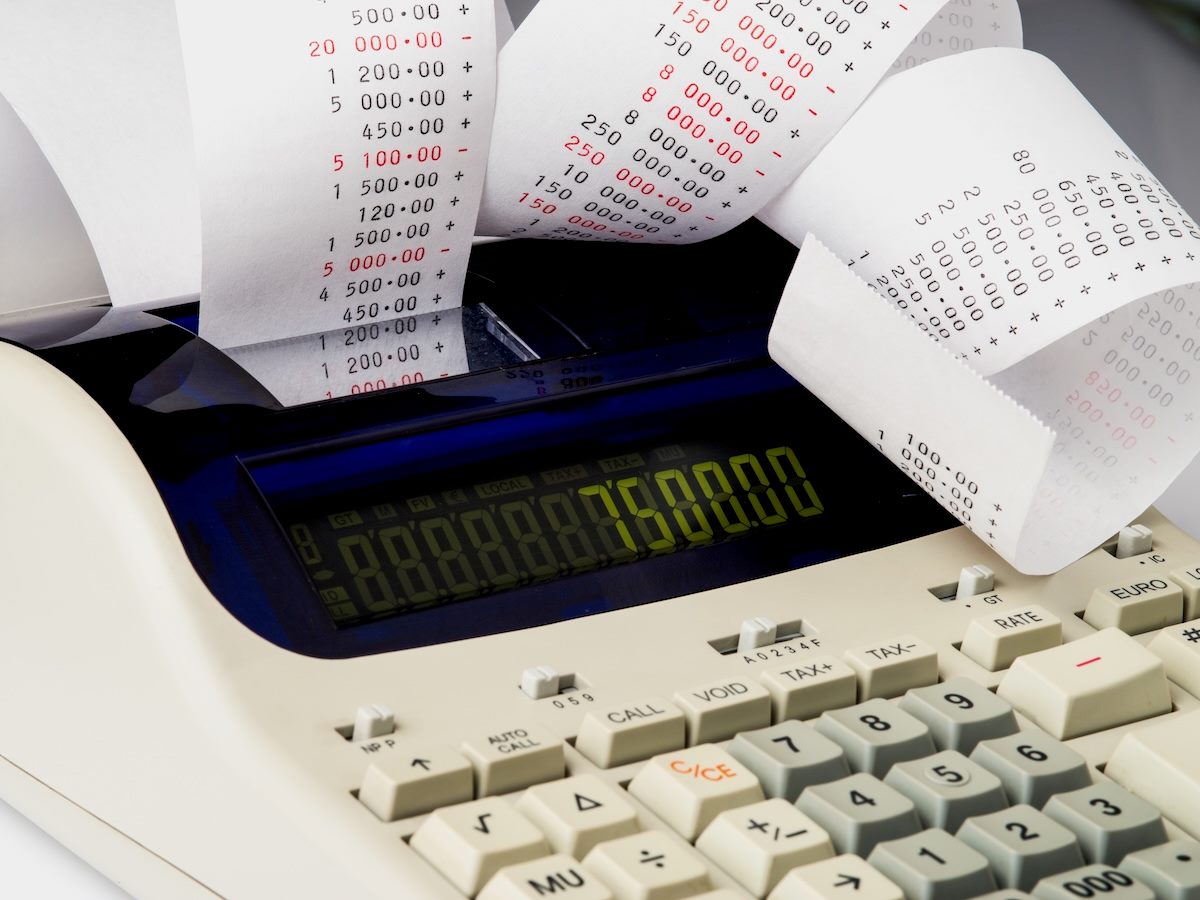 calculator with incredibly long receipt