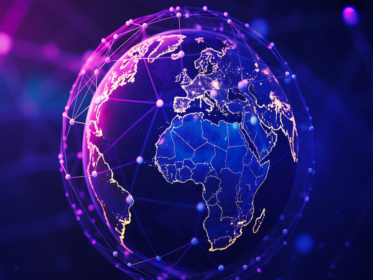 Digital glowing globe with global network connections