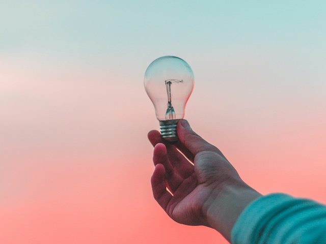 Lightbulb in sunset