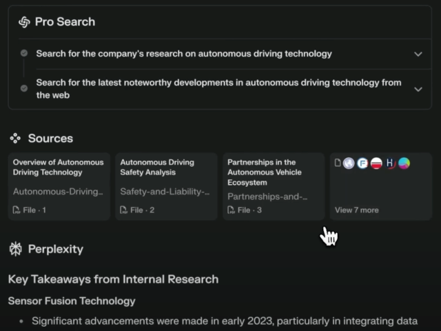 A screenshot of Perplexity Internal Knowledge Search.