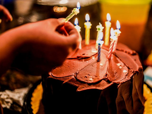 birthday cake with candles
