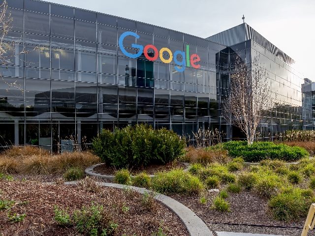Sign on a building at Google's headquarters in Silicon Valley. 