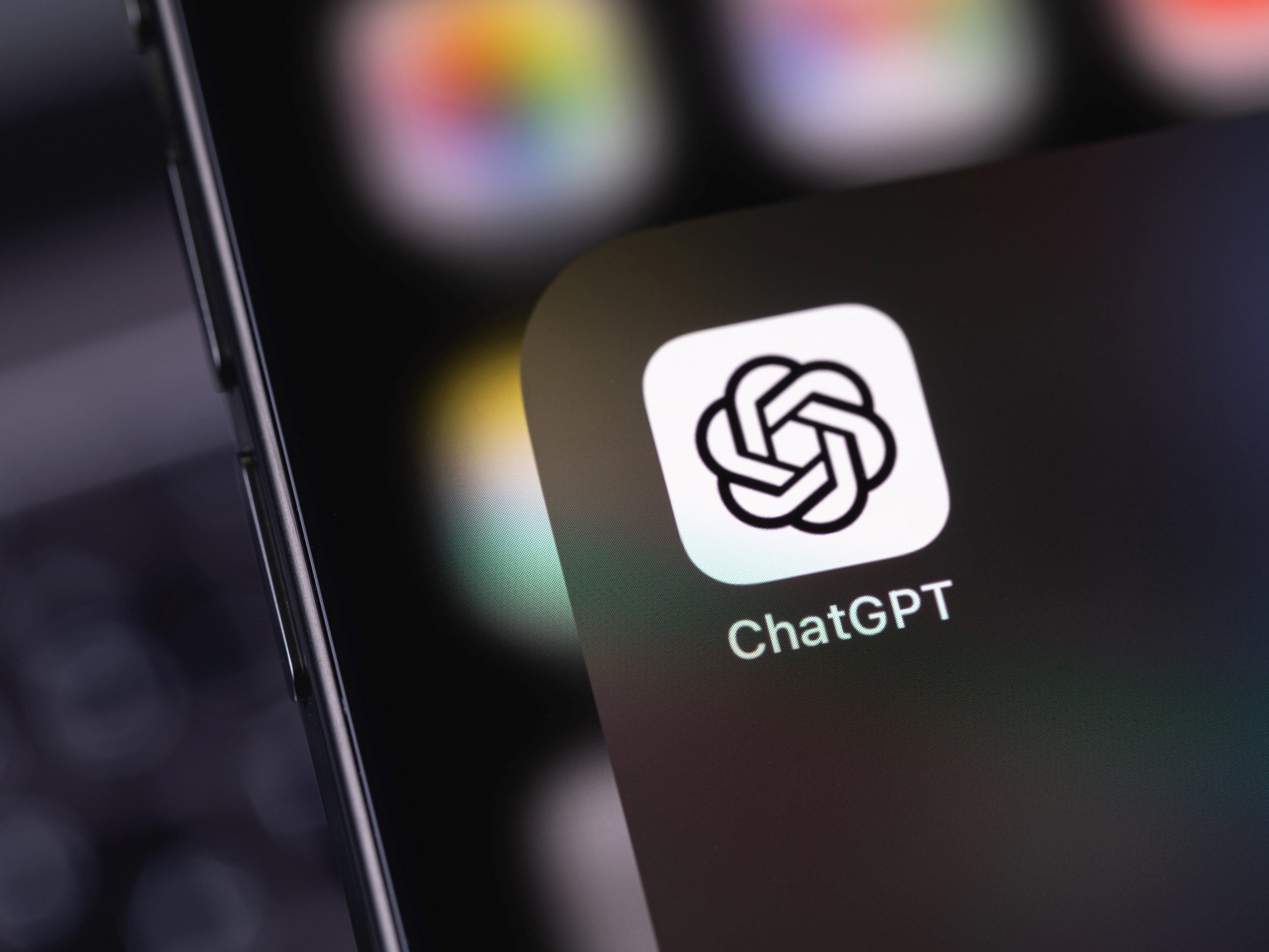 ChatGPT icon mobile app on a screen smartphone iPhone.