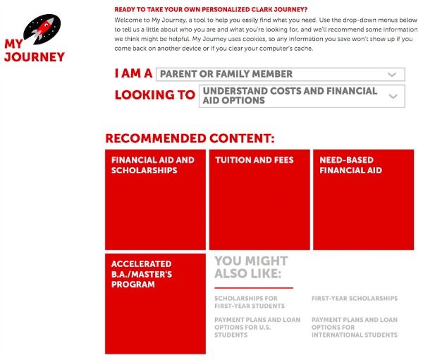 my journey page on clark university website