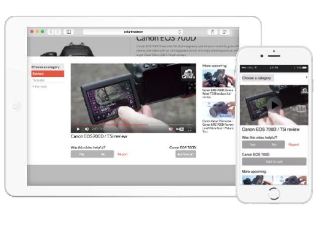 NowDiscover’s player organizes product videos into categories.