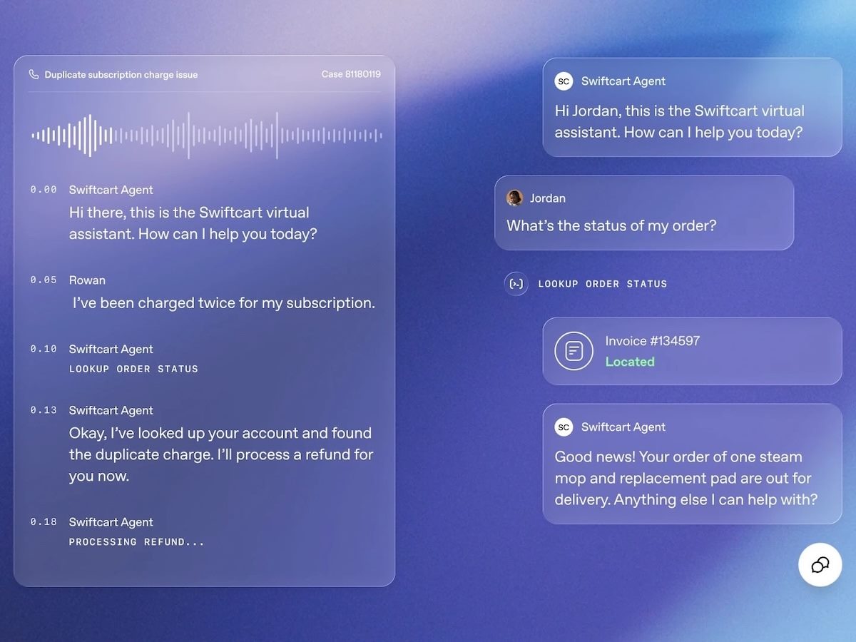 OpenAI Presence screenshot of a sample customer interaction