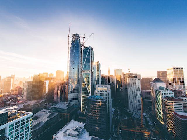 Salesforce Tower under construction in downtown San Francisco
