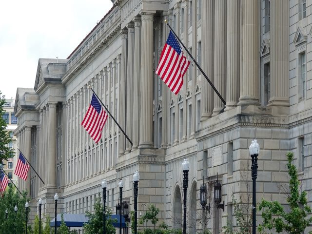 An outside view of the U.S. Department of Commerce in Washington DC