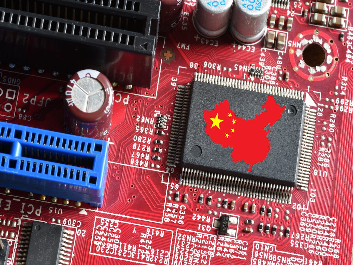 Map and Flag of the Republic of China on microchip of a printed electronic card