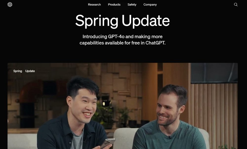 A screenshot of the Spring Update Announcement for ChatGPT.