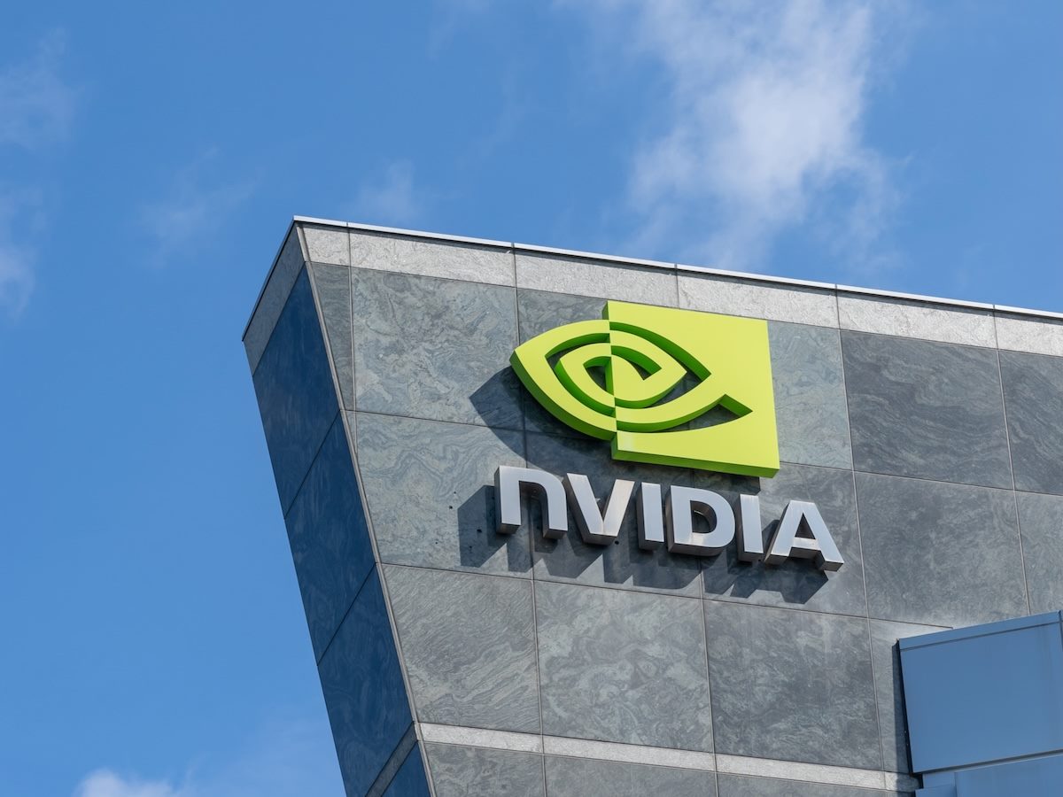 NVIDIA logo on headquarters building in Santa Clara, CA