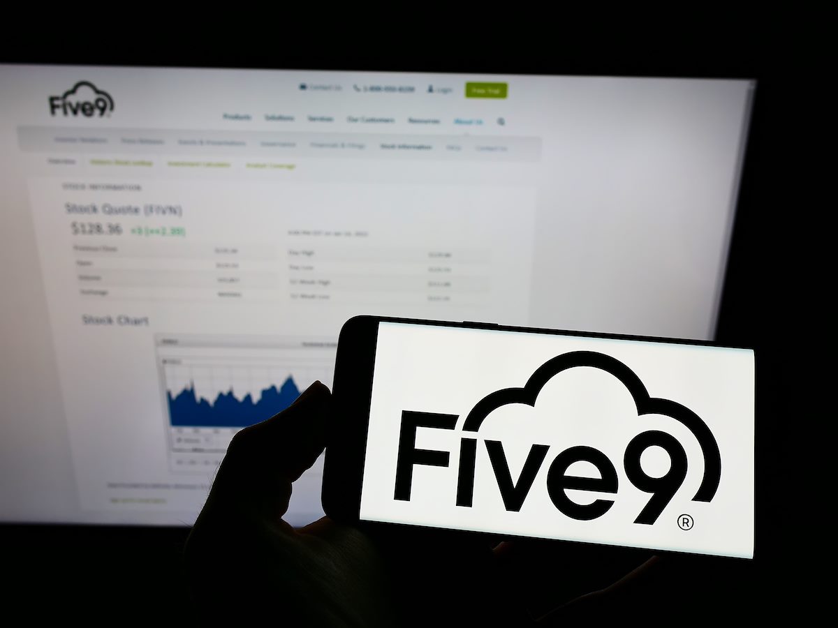 The Five9 logo on a phone 