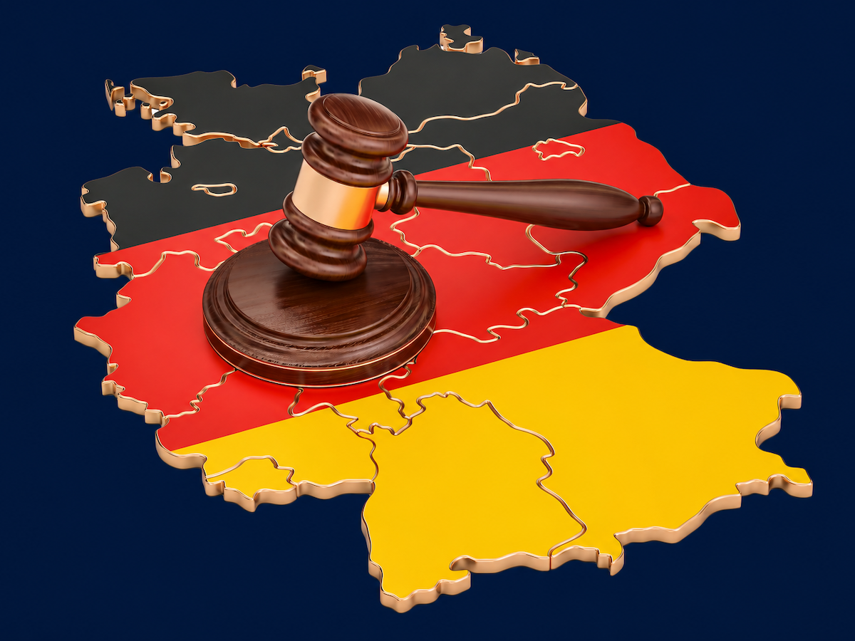 Wooden Gavel on map of Germany