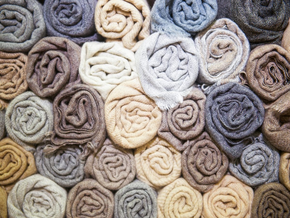 rolls of cashmere fabric