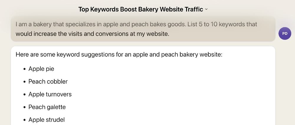 A screenshot of Claude Keyword 1