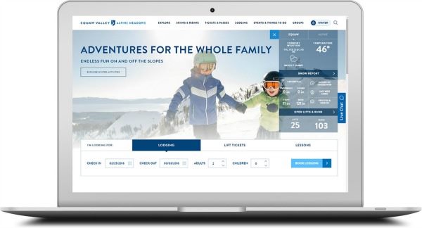 screenshot of squaw valley alpine meadows website