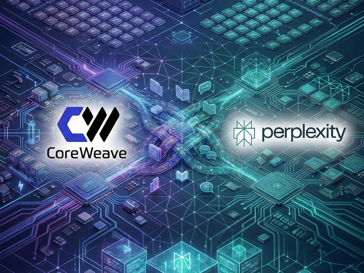 The CoreWeave and Perplexity logos