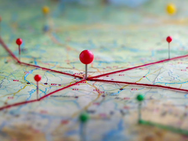 A map with pins