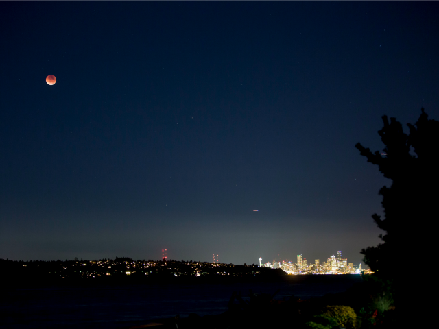 red moon over Seattle