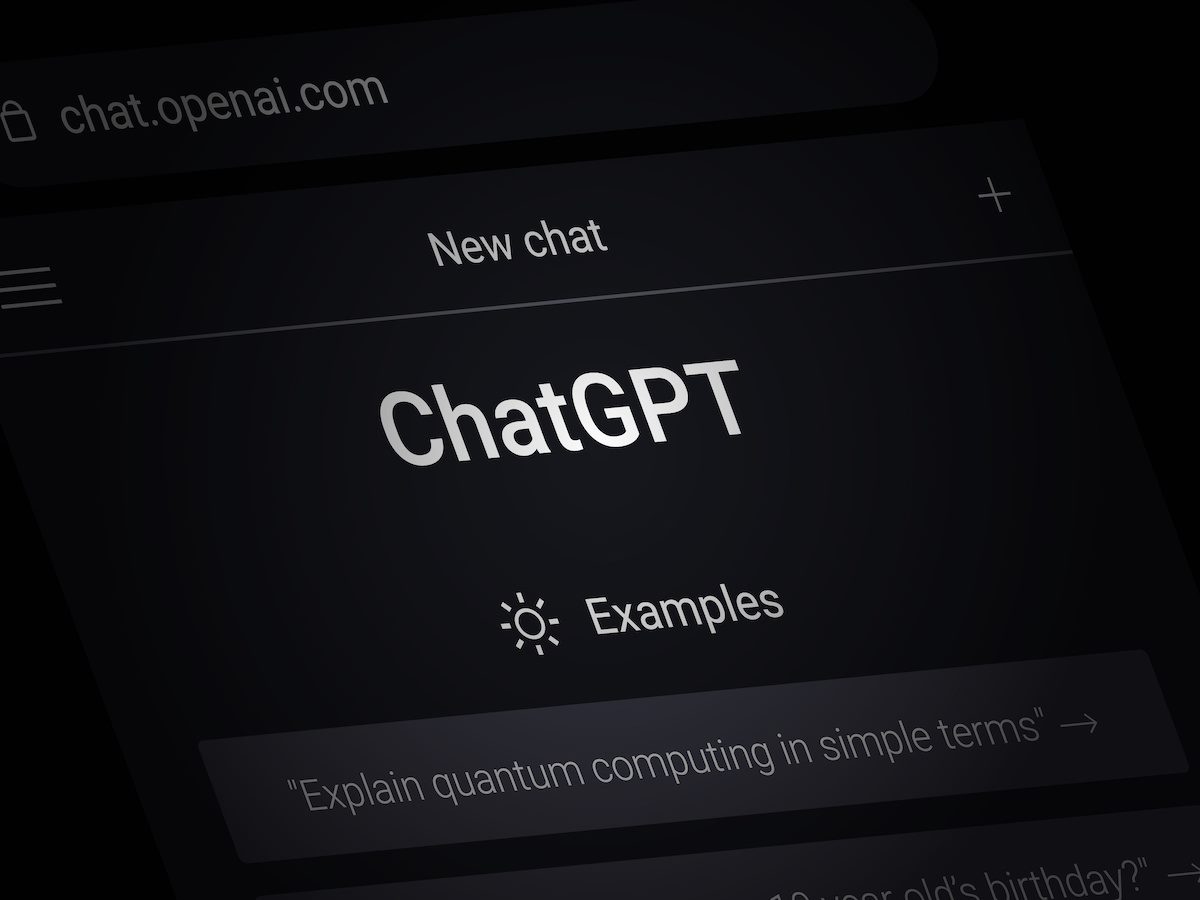 Webpage of chatGPT on a smartphone