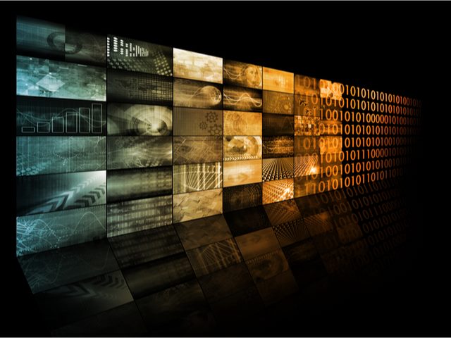 video management concept - many videos on a black background.