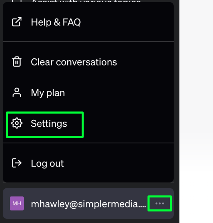 How to access ChatGPT's beta features panel via settings.