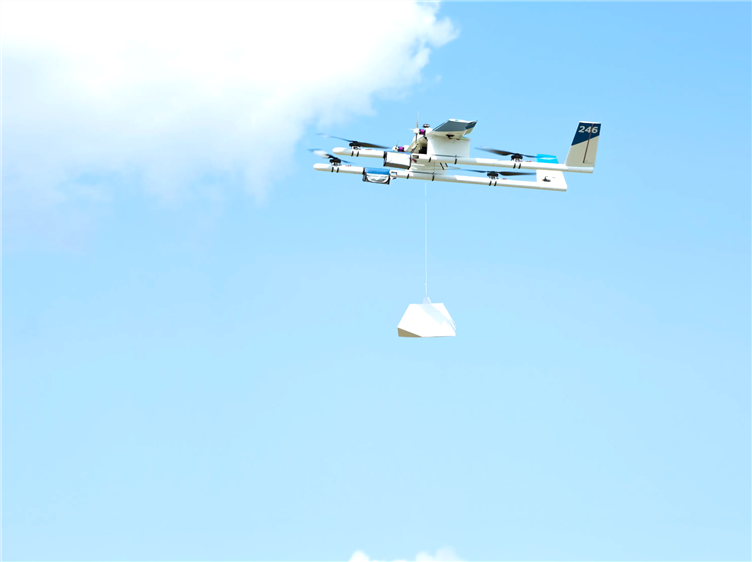 Wing's autonomous, lightweight delivery drones designed to transport goods