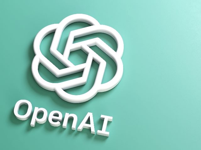 OpenAI name and logo in white lettering slightly on the left against a turquoise background in piece suggesting competition is heating up for OpenAI.