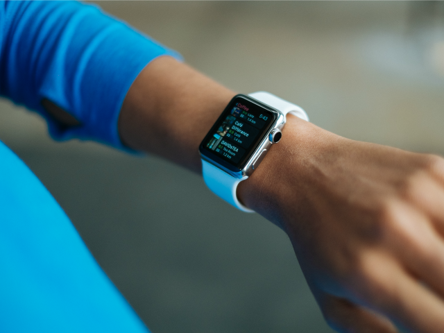 looking at a smart watch