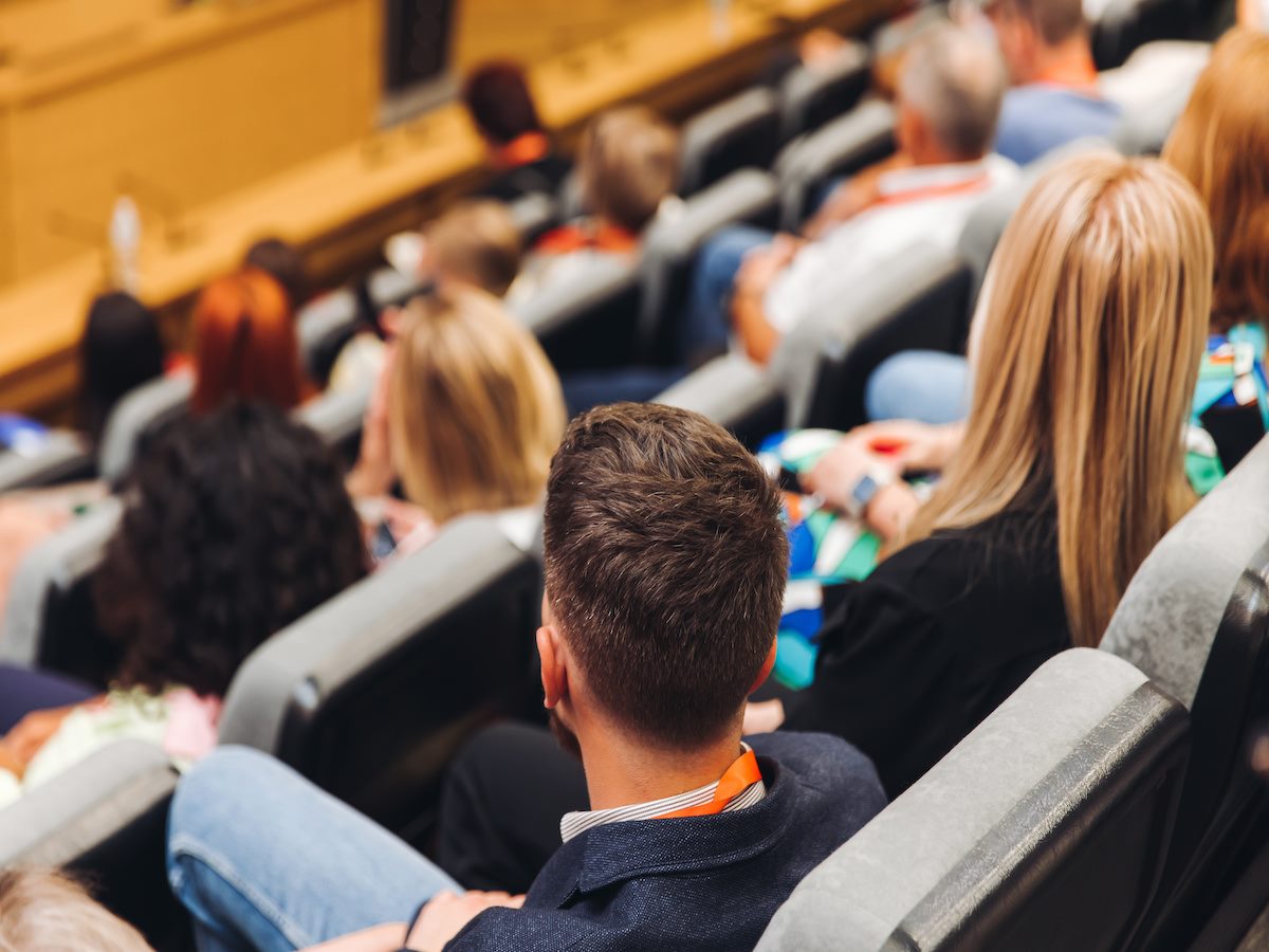 Students sitting in a college classroom