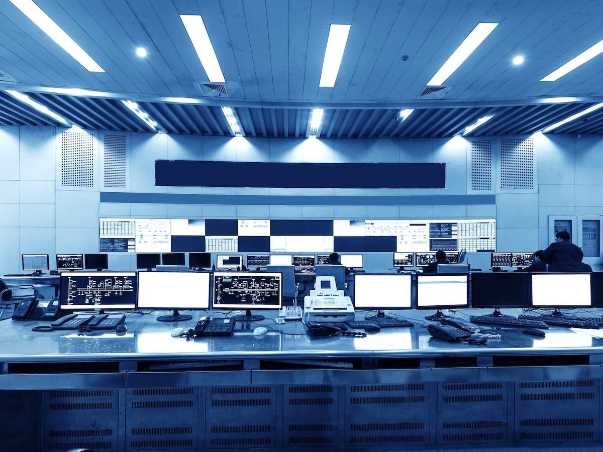 Modern plant control room and computer monitors 