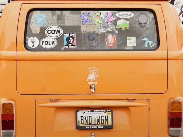 volkswagen van with personalized plates reading: BND WGN