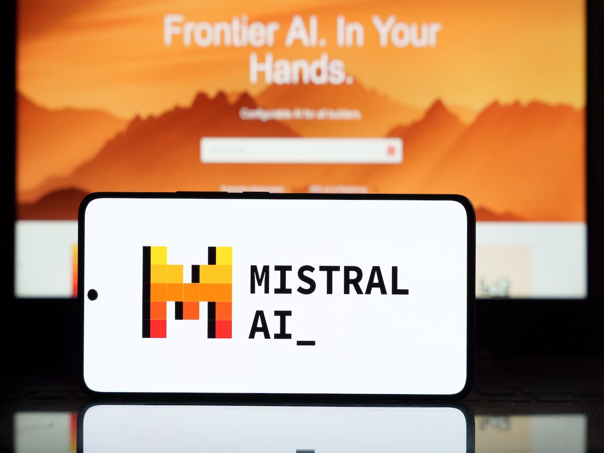 Mistral AI logo on smartphone