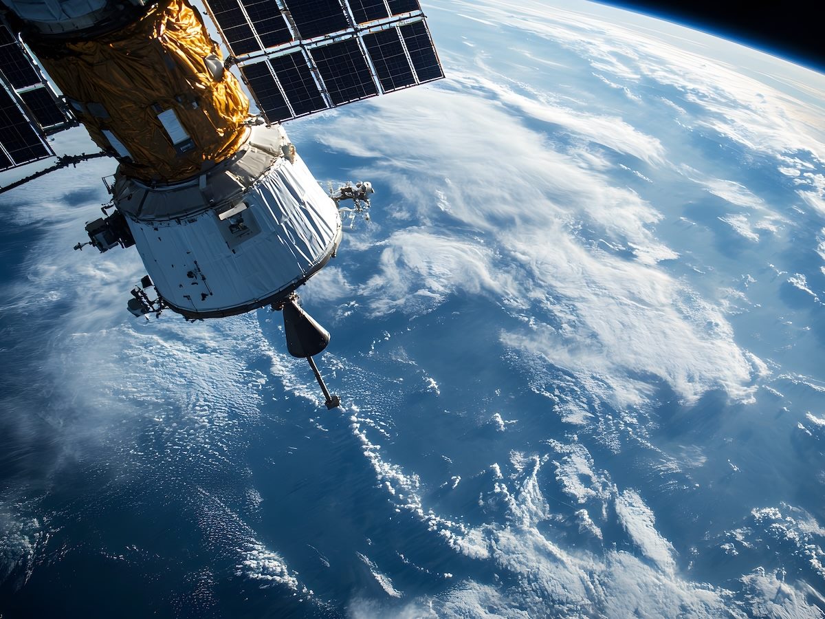 A satellite orbiting Earth