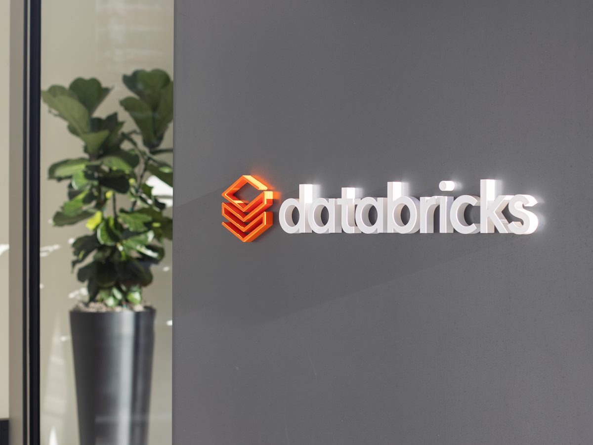 Databricks logo is seen at the entrance to its headquarters in San Francisco
