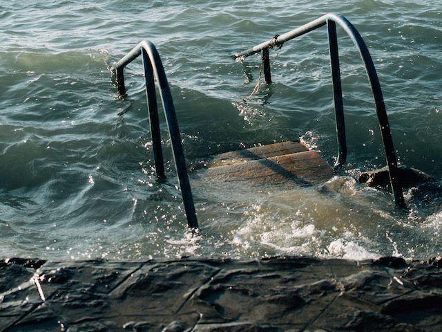 stairs into water