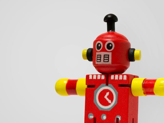 Red toy robot.