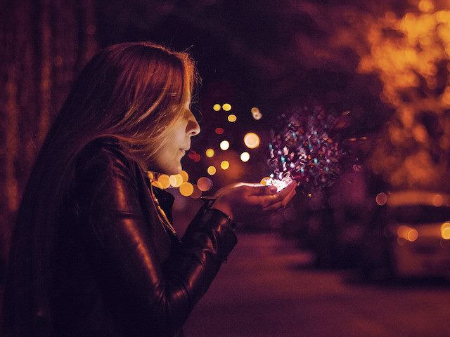 blowing glitter into the night sky