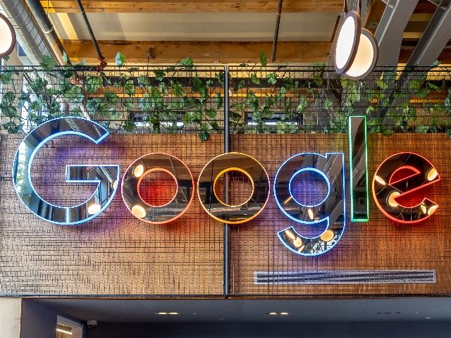 Google sign is seen in Google Canada office in Kitchener-Waterloo Ontario, Canada. 