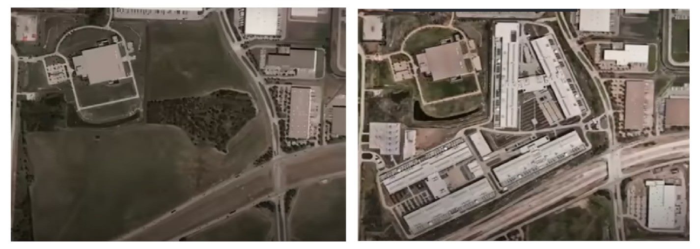 Google Maps aerial images of buildings warehouses