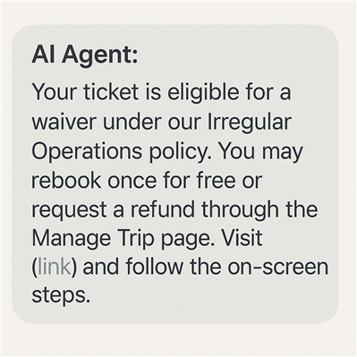 AI agent response to customer inquiry