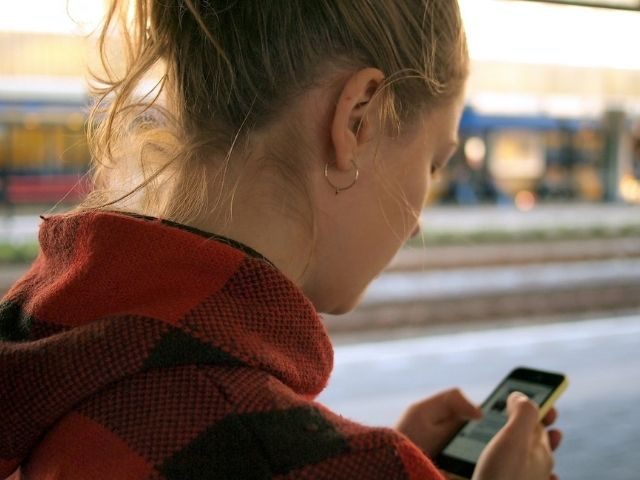 A person using a smartphone