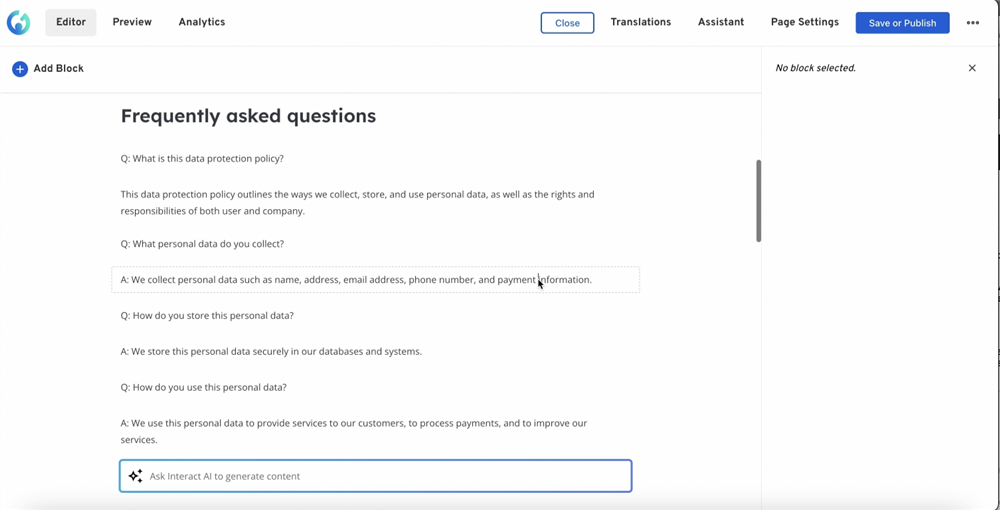 Interact FAQ generation