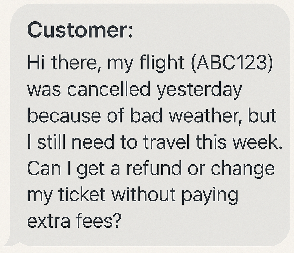An example of a customer inquiry