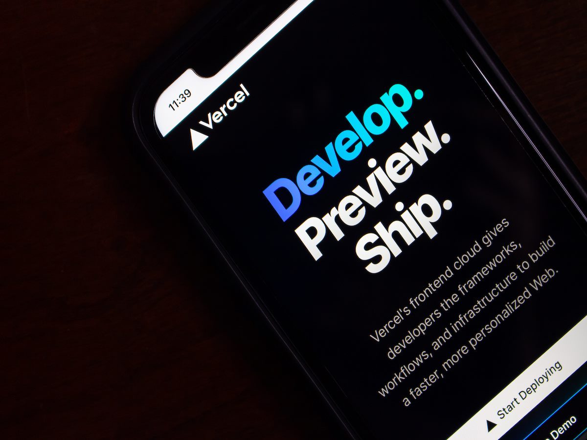 Vercel homepage on smartphone
