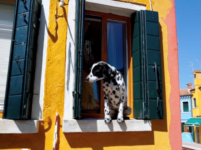 A dog sits on a window ledge via OpenAI Sora.