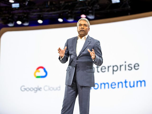 Google Cloud CEO Thomas Kurian delivers the keynote at Google Cloud Next 2019