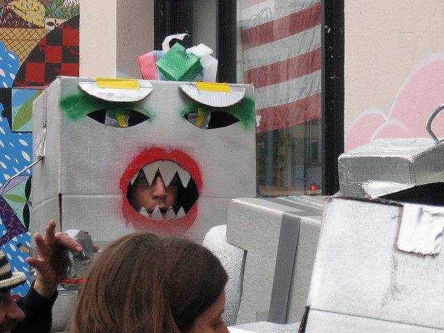 robot costume with mouth and teeth