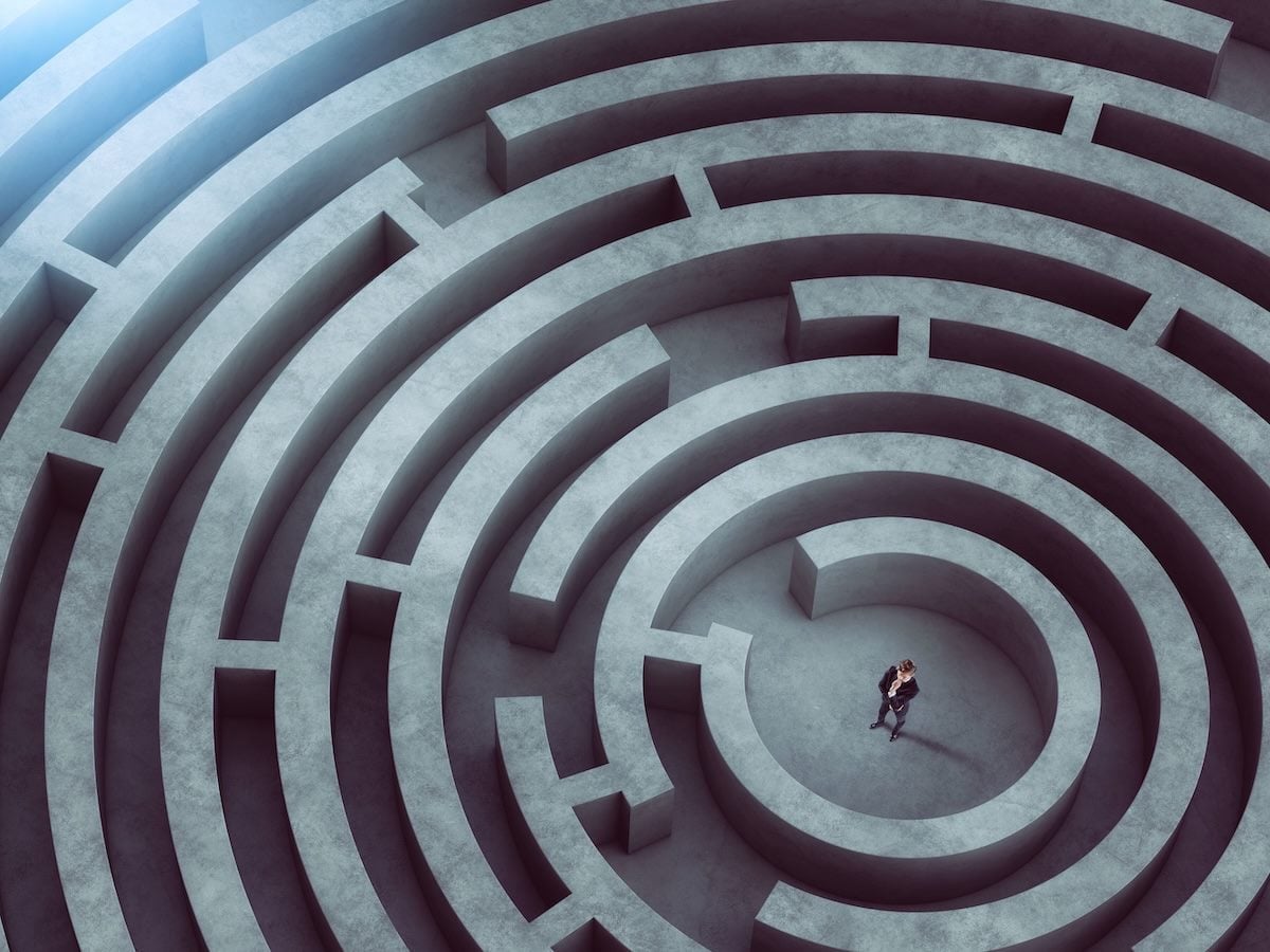 A person in the middle of a maze