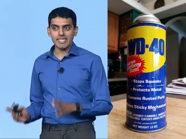 IBM Research fellow Vinith Misra with a can of WD-40